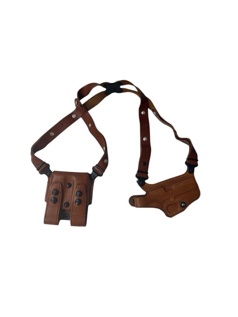 Galco 212 Shoulder Handgun Holster Right Hand Brown Leather  Twin Magazine Pouch